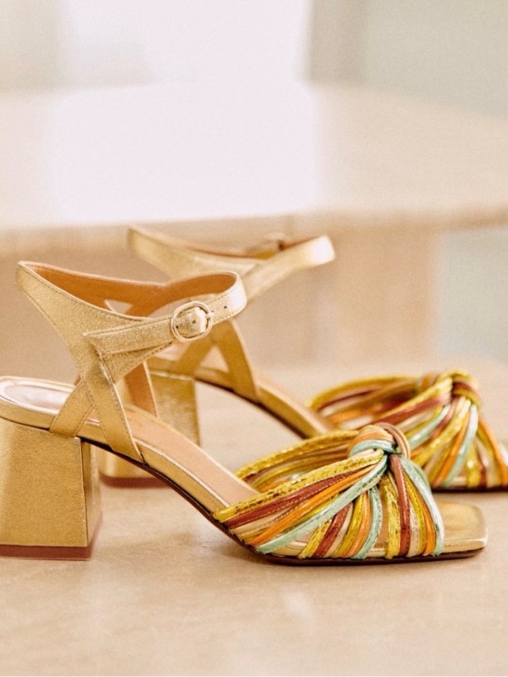 EUC - Sezane Joanna sandals - multicolored Gold Strappy - size US 7 or EU 38